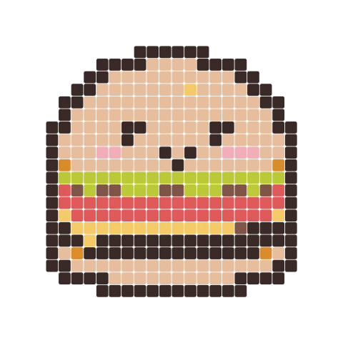 Burger fuse bead pattern, 24 × 24 beads
