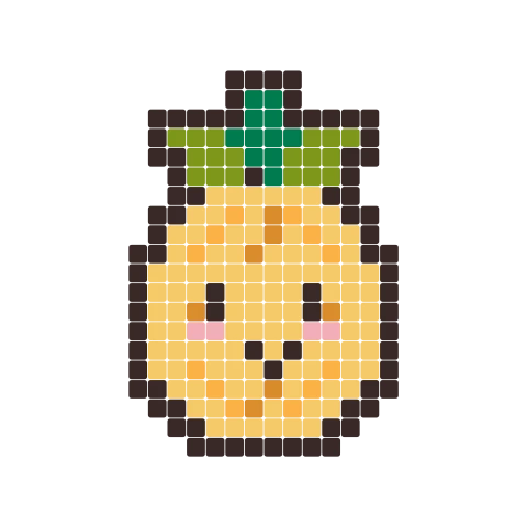 Pineapple fuse bead pattern, 24 × 24 beads
