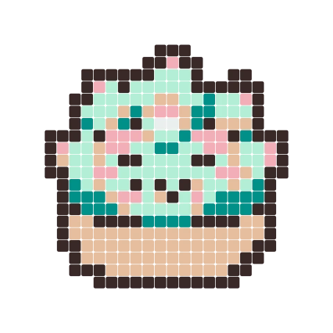 Succulent fuse bead pattern, 24 × 24 beads
