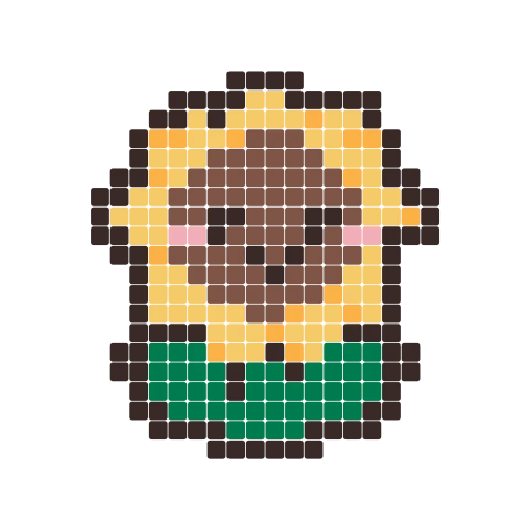 Sunflower fuse bead pattern, 24 × 24 beads