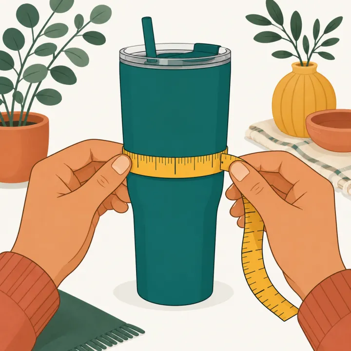 Tumbler wrap measurement tools icon